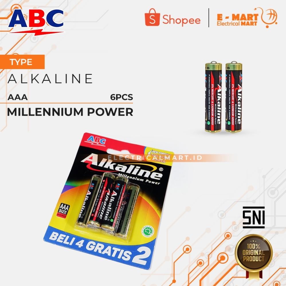 Kekinian PROMO Baterai AAA ABC Alkaline 6PCS / Battery AAA Alkaline / AAA Batrai isi 6 LEBIH HEMAT O