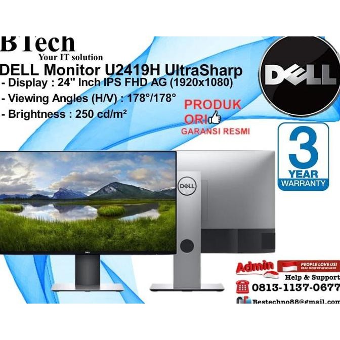 BEBAS ONGKIR - DELL Monitor U2419H UltraSharp