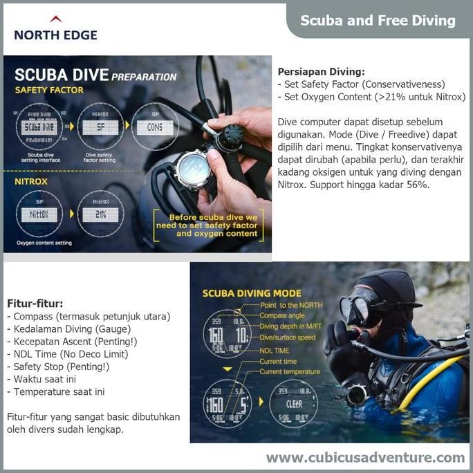Dive Computer North Edge Aqua - Scuba Diving Freediving Nitrox Ndl