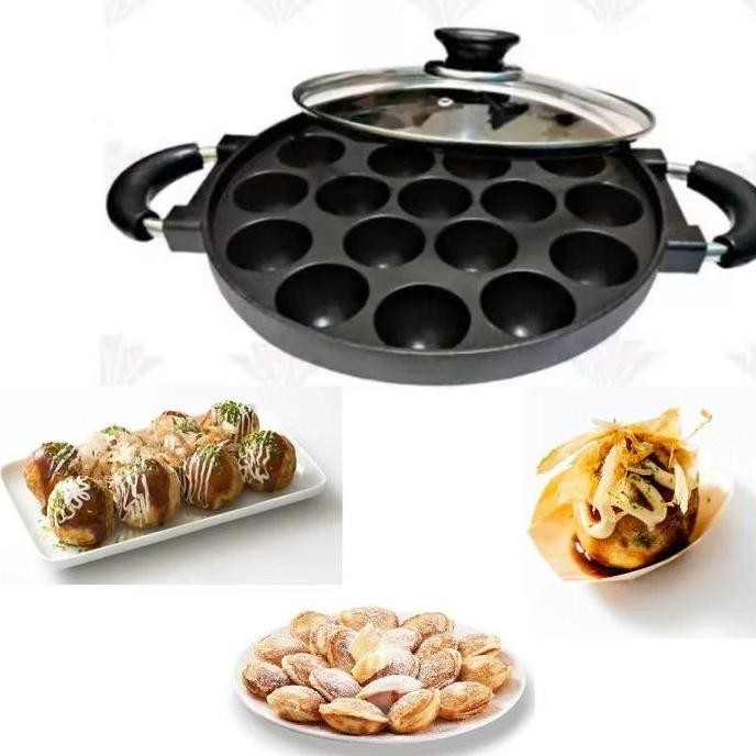 Cetakan Takoyaki 19 Lubang / Teflon Takoyaki 19 Lubang HAPPYCALL + TUTUP KACA