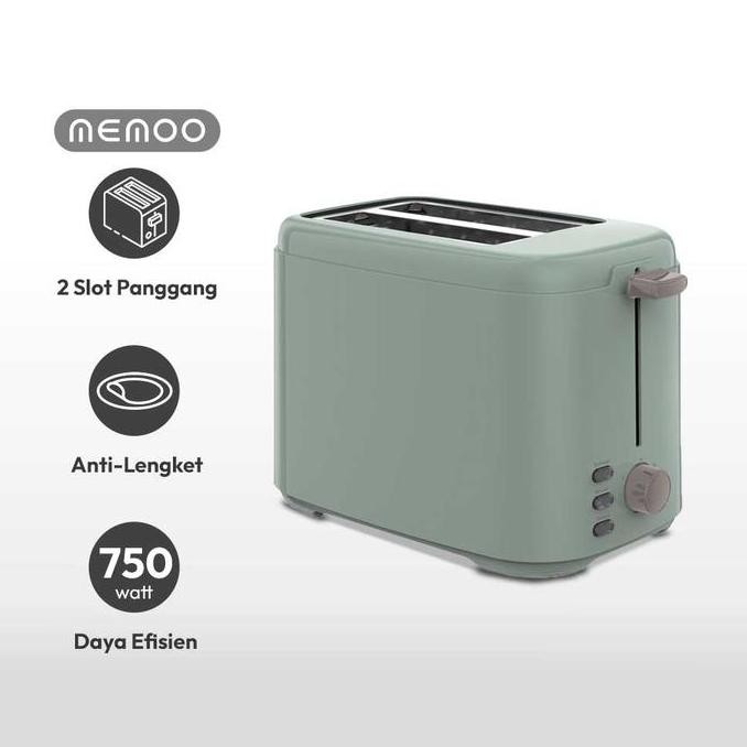 azko Memoo Toaster Pemanggang Roti 2 Slice 800 Watt