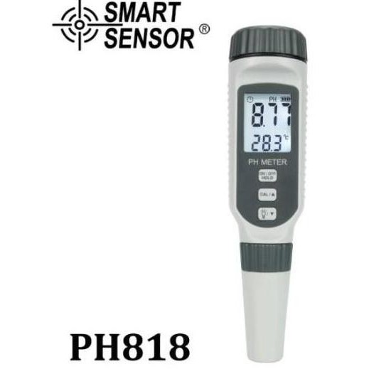 SMART SENSOR pH Meter + Temperature Meter Portable Liquid Semi-Solid Tanah PH818/818M/818T