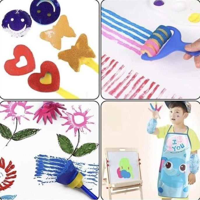 

Painting kit 32pcs / alat kuas sponge melukis menggambar anak anak