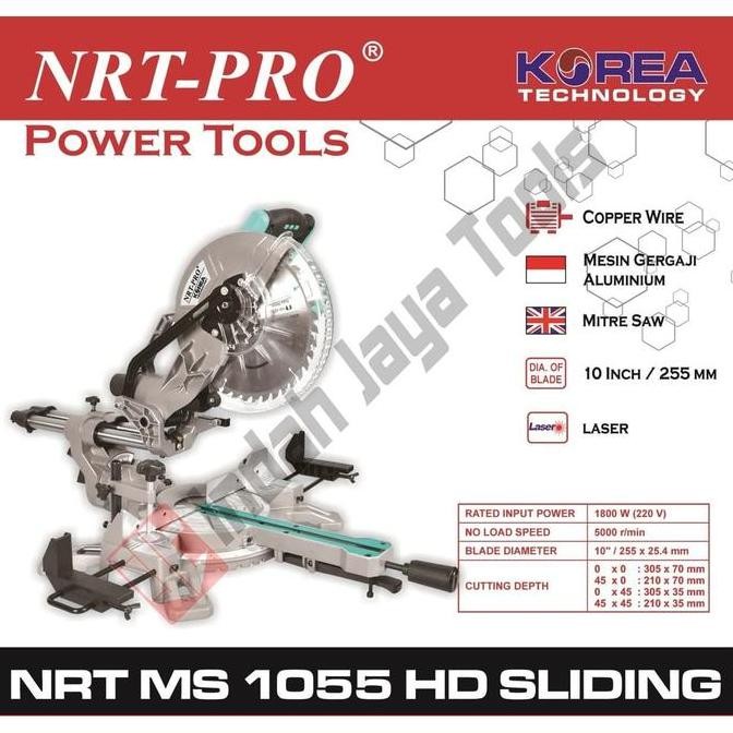 NRT-PRO 1055 HD Miter Saw Sliding 10 Inch - Mitre Saw Gergaji Pigura