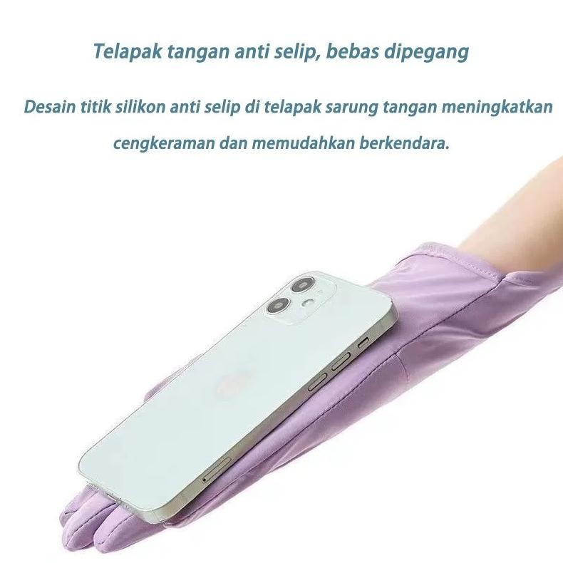 Mantap Sarung Tangan Anti UV Sarung Tangan Motor  Sutra Es  Wanita Anti Slip / Panjang Antislip Saru