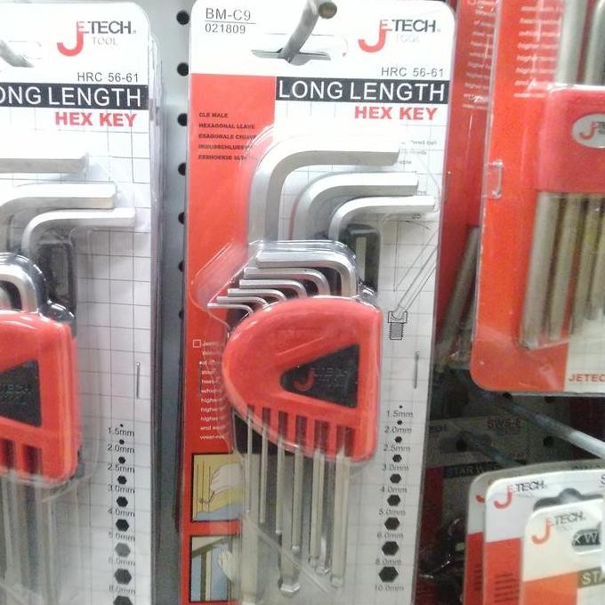 Kunci L Panjang 9 Pcs J-tech Long Lenght Hex Key
