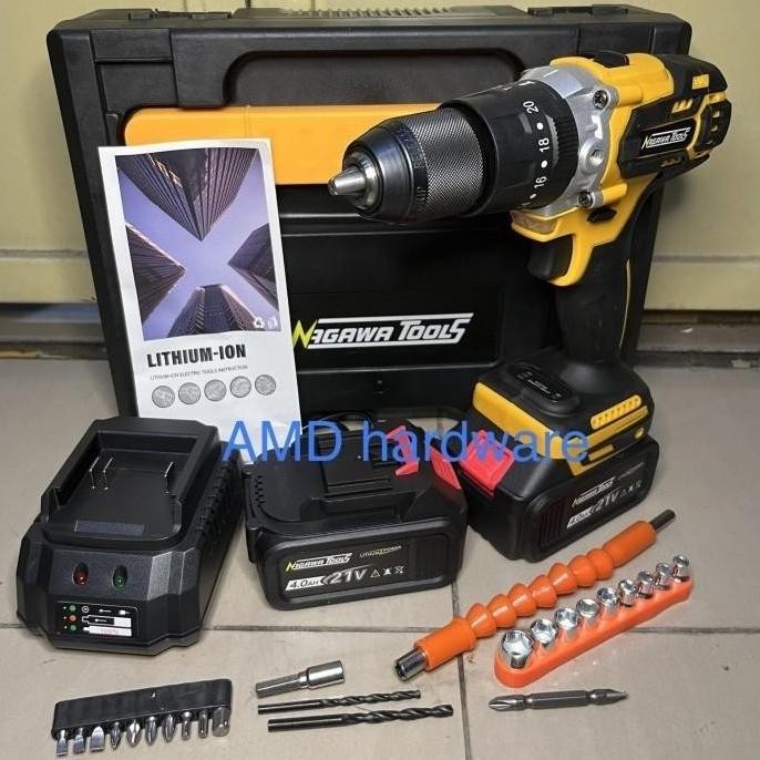 NAGAWA NCB13K CORDLESS BOR BETON IMPACT 13mm SET BRUSHLESS BATERAI 21V