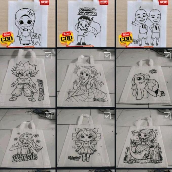 

tas lukis spudbond mewarnai 10pc ukuran 30x40x8 Painting kids