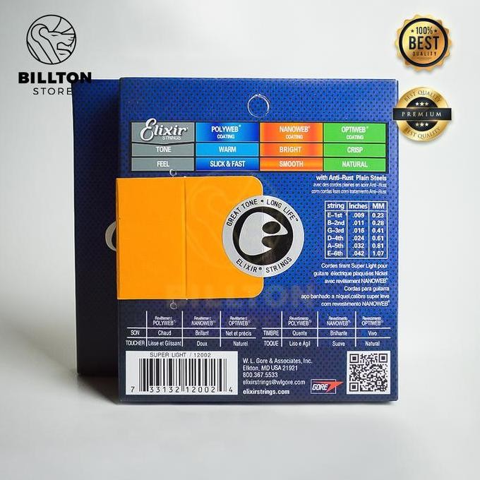 Original Senar Gitar Elektrik Elixir Nanoweb 1 Set | String Nickel Plated Steel Original