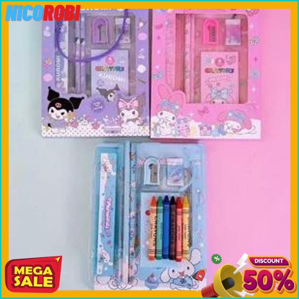 

Set Alat Tulis Sanrio 5 In 1 - Alat Tulis Sanrio Kuromi - Melody - Cinnamoroll - Yummy Diskon Setengah Harga