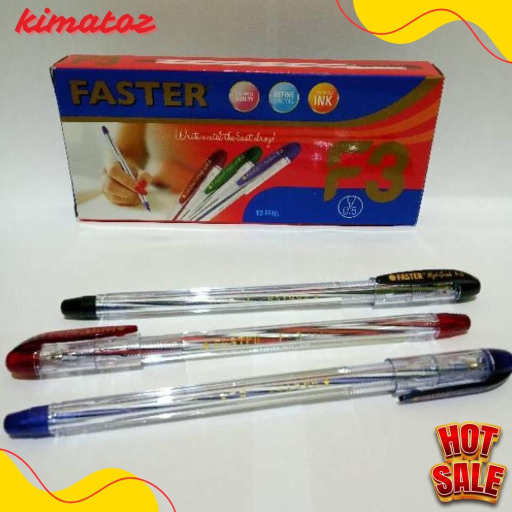 

Selusin ( 12 Pcs ) Ballpoint Bolpen Faster F3 0.5 Mm Pulpen Faster F3 0.5Mm Flash Sale! Diskon Hingga 70%