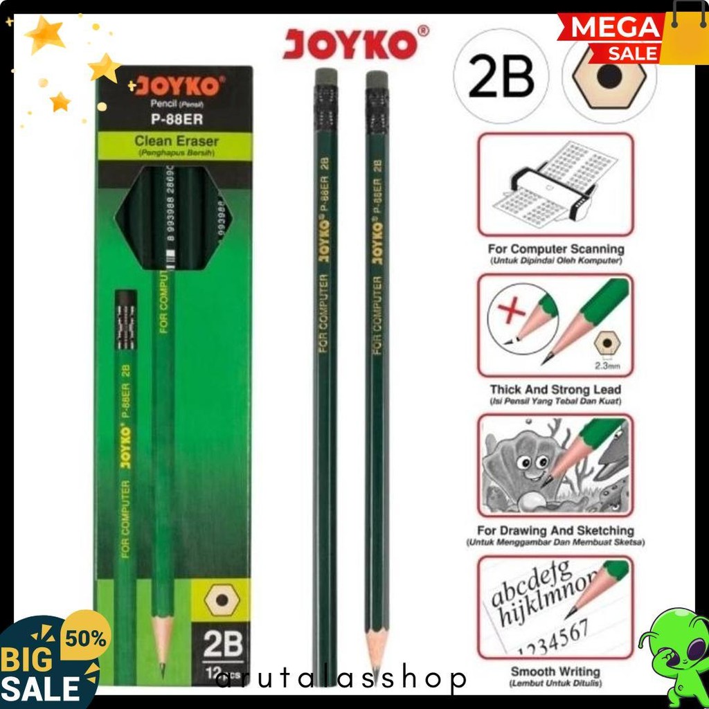 

(12Pcs) Pensil 2B Joyko P-88Er/Pensil 2B Joyko Diskon