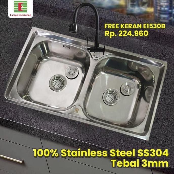 Premium Set Sink Bak Cuci Piring Europe Enchanting E1075