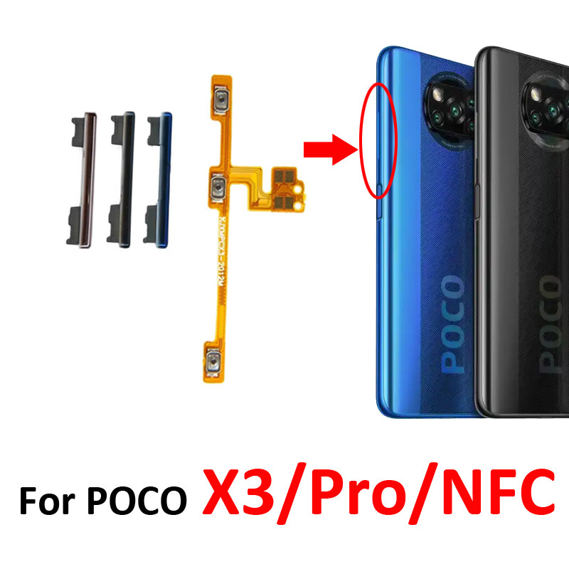 

Untuk Xiaomi Poco Pocophone X3 NFC X3 Pro Tombol Samping Volume Kontrol Daya Audio Tombol Samping Ba
