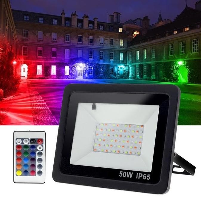 lampu tembak sorot led 50Watt RGB warna warni slim waterproof