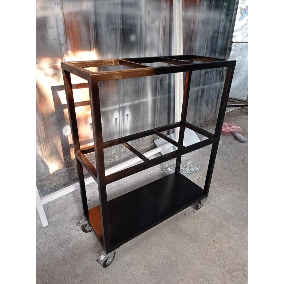 =====] Meja Besi Kain Dorong Roda Stopper