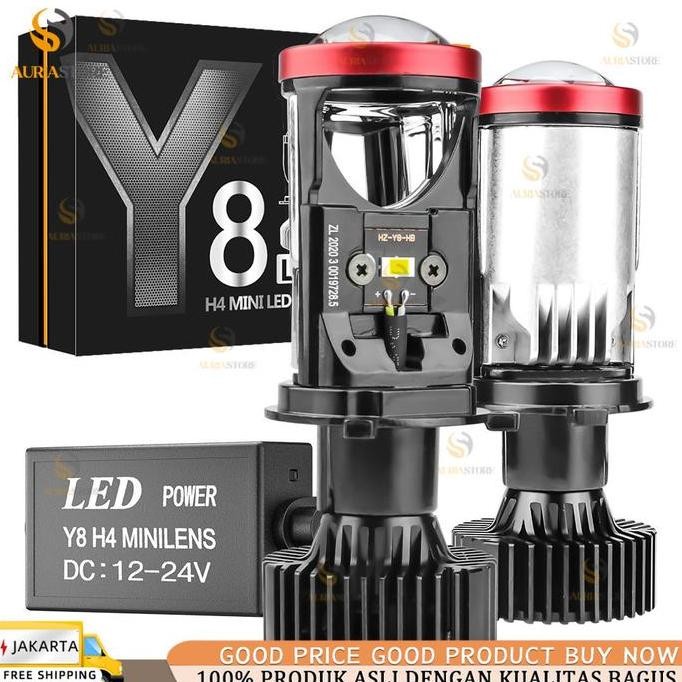 2Pcs Mini Projie LED Y6D/Y8D H4 Lampu Utama Mobil Motor Kabut Putih Hi Low Projector Termurah