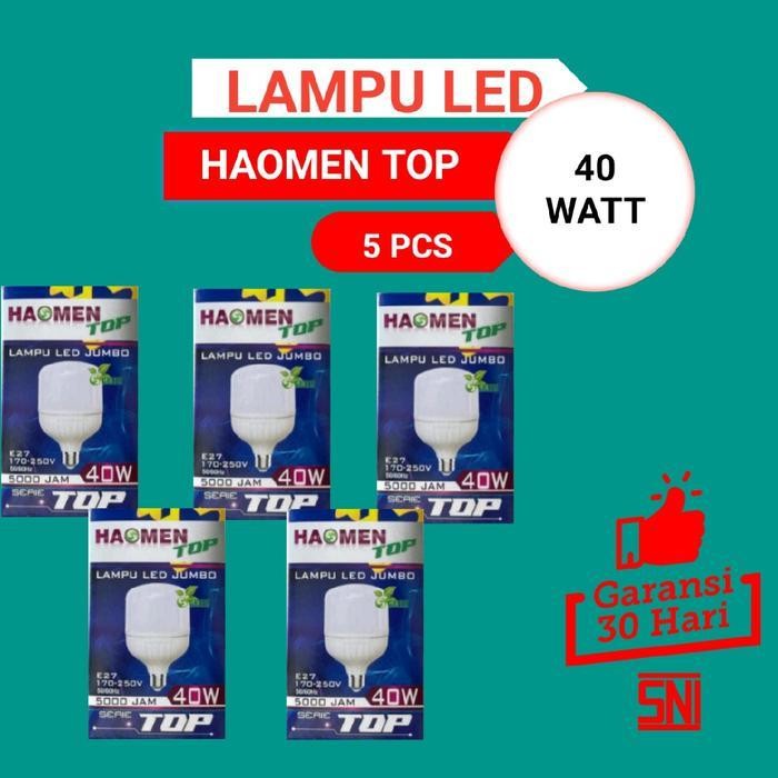 5 Pcs - 40W Lampu Led Haomen Top Bohlam Putih New Best Quality 100% Original
