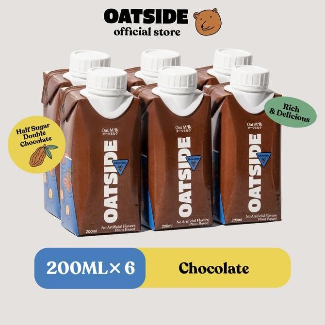 

OATSIDE Mini Cap Oat Milk Chocolate 200ml 6pcs Susu Oat Rasa Cokelat Kemasan Botol Termurah