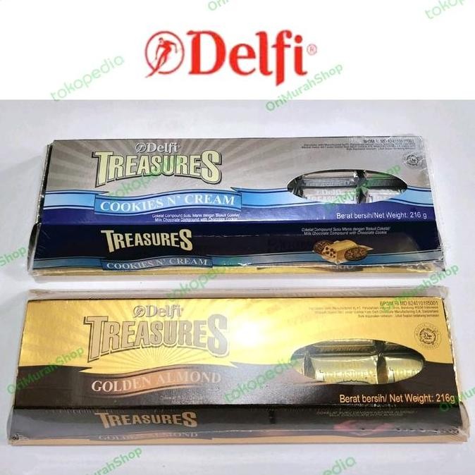 

Coklat Delfi Treasures Golden Almond Cookies Cream - Box Cokelat Kue Almond Termurah