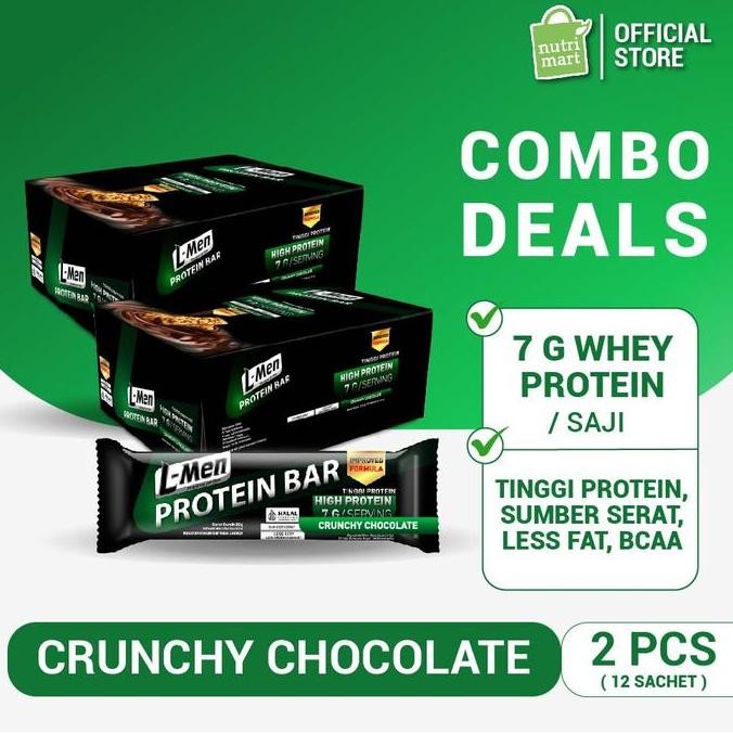 

L-Men Protein Bar Crunchy Chocolate Twin Pack 12 Sch Protein 7g/Bar Termurah