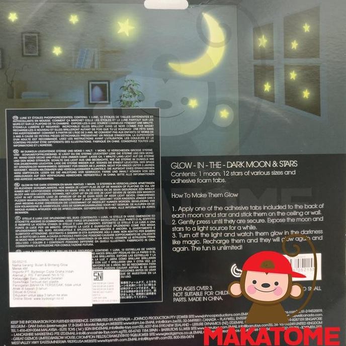 

4M Glow in the dark Moon & Stars sticker stiker bulan bintang stickers