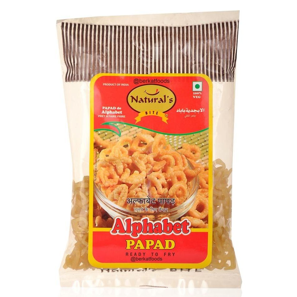 

+++++] Alphabet Papad Fryum Natural's Bite / Kerupuk Mentah India Vegetarian Ready To Fry Naturals