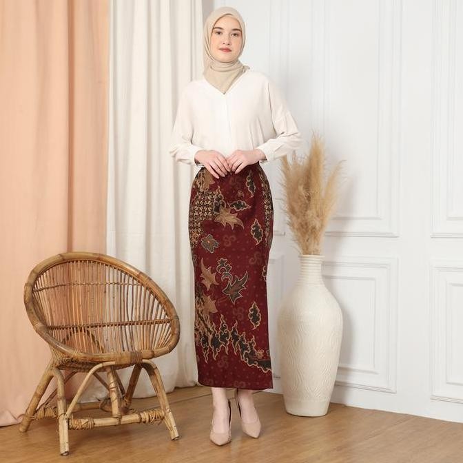 Enzy Batik Rok Batik Anargya - Maroon