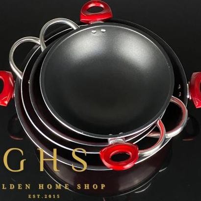 Ghs Wok Pan 30 32 36 40 Cm Kuali Teflon Anti Lengket Wajan Supra Penggorengan Kitchenware