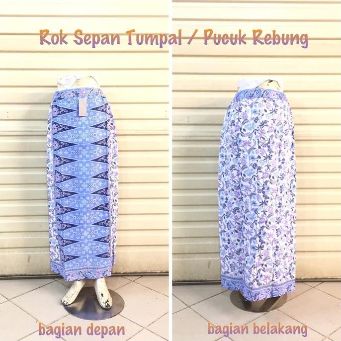 Rok Sepan Tumpal ST32 Motif Pucuk Rebung Betawi Warna Biru Elektrik