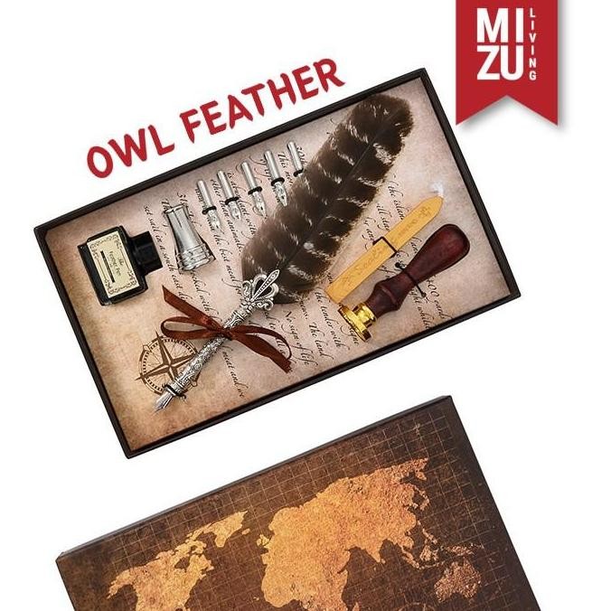 

tersedia set pulpen kaligrafi mizu hanepen wax seal - pena bulu quill + tinta & lilin