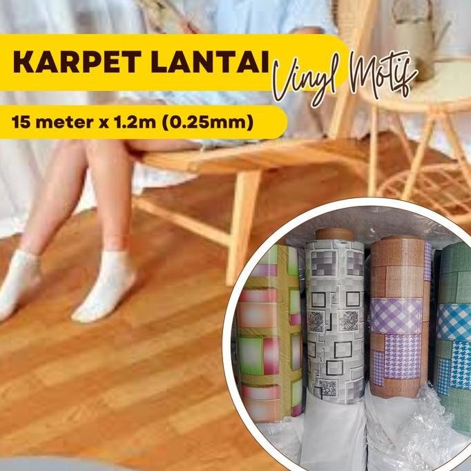 Obral Murah Karpet Lantai  plastik  Vinyl Tebal 1 Roll 15 Meter karpet lantai dan untuk perlak meja 