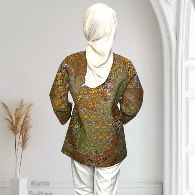 SIAP KIRIM BLOUSE BATIK WANITA KATUN LINEN ATASAN KOMBINASI BORDIR ELEGAN FURING KONDANGAN FORMAL KA