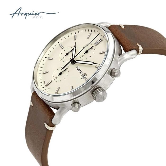 Jam Tangan Fossil Pria The Commuter Chronograph Kulit Brown Casual Original Fs5402