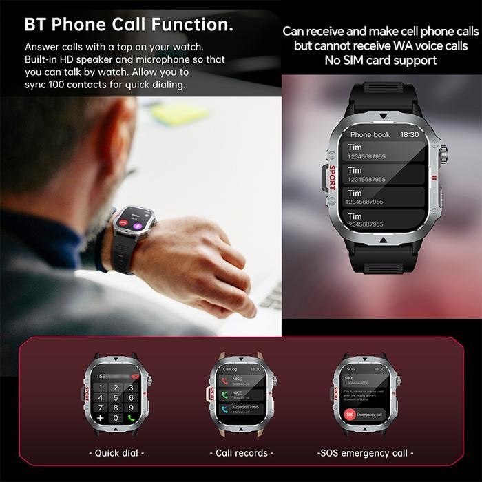 Totop Smartwatch C30Pro Sports Bluetooth Smartband 2.19 Inch Hd Screen Full Touch Bluetooth Call Jam
