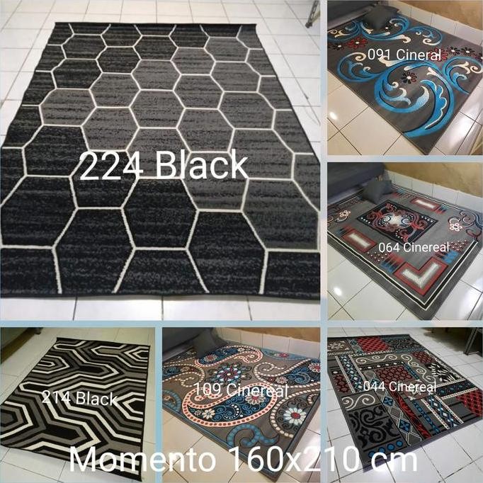 Karpet Permadani Hitam Putih Monokrom Moderno 160x210 cm
