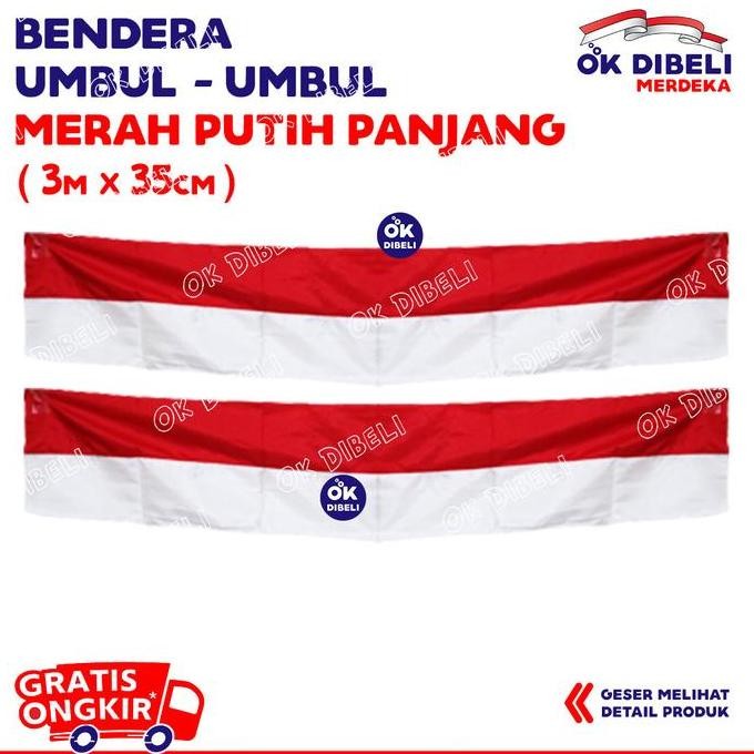 Bendera Merah Putih Panjang 3M Bendera Umbul Umbul Indonesia Polos