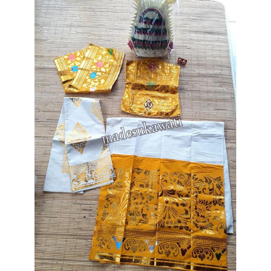 =+=+=+] Set pakaian tari Rejang Dewa bali mahkota lontar kain metris kostum busana tari bali