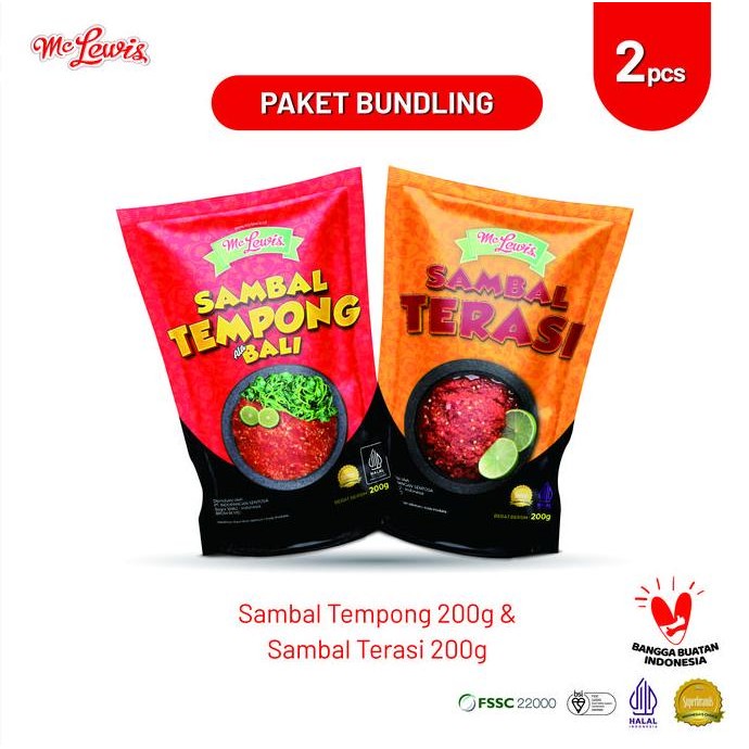 

[Paket Bundle] Mc Lewis Sambal Terasi 200gr + Mc Lewis Sambal Tempong 200gr DS