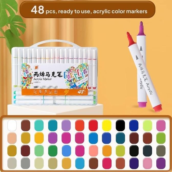 

((((()paling dicari] acrilic marker shands isi 48 warna segala permukaan kering permanent marker spidol akrilik