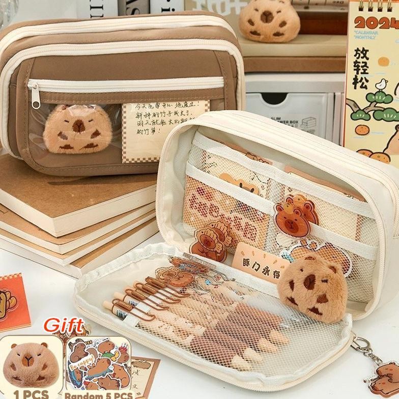 

NEW 7 PCS Capybara Tempat Alat Tulis Kotak Pensil Aesthetic Tas Pensil Kapasitas Besar Pencil-case