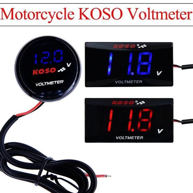 VOLTMETER AKI BULAT KOSO ORINAL/UNIVERSAL MOTOR KOSO PUTARAN MINI VOLTMETER TEGANGAN LED DITAL METER