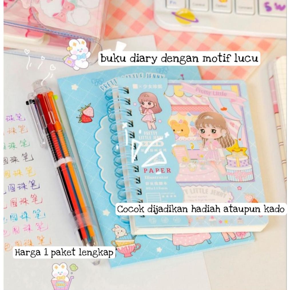 

Kuke Buku Jurnal Diary Set Momo Karakter/ Notebook Buku Catatan Lucu Journaling/ Buku Diary Kado Anak/ Buku Binder Fg-7