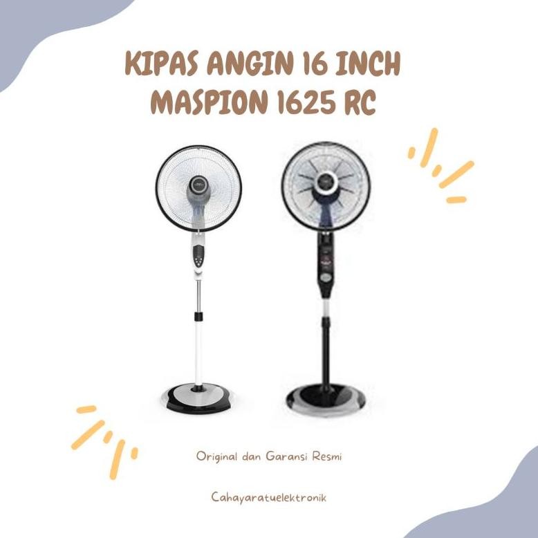 Terlaris Kipas Angin Maspion F-1625Rc 16 Inch Stand Fan 360 Oscilation 1625 Rc Remote Hitam Putih