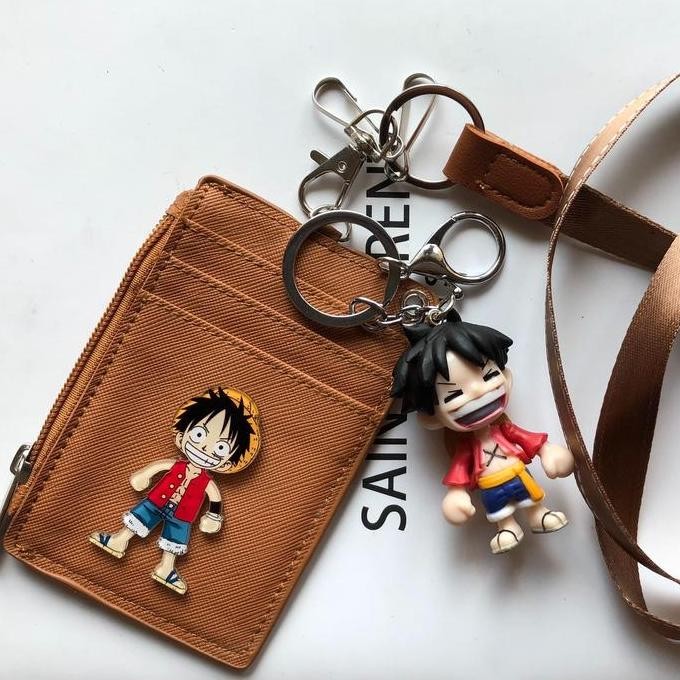 

Id Card Holder One Piece 5 Slot Dompet Kartu + Tali Gantungan Lanyard Original