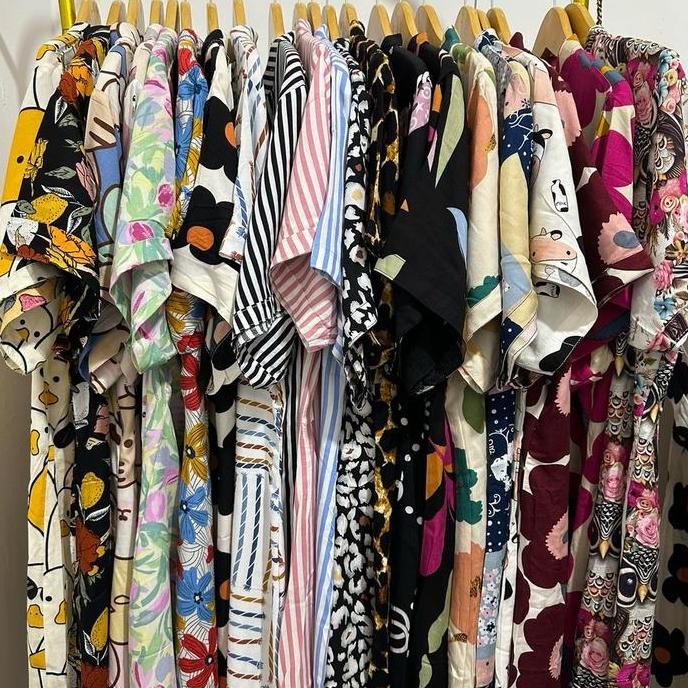 Daster kerah Shanghai Home Wear Rayon Viscose Premium daster baju tidur motif cantik Wanita HC