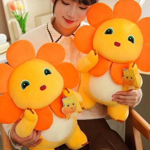 Boneka Nailong Boneka Dino Kuning Boneka Naga Susu Matahari Sunflower Mainan Mewah Boneka Jumbo