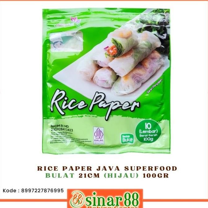 

*****] RICE PAPER JAVA SUPERFOOD BULAT 21CM (HIJAU) 100GR