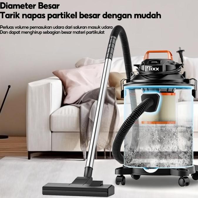 Tixx Vacuum Cleaner Stainless 35L 3In1 Dengan Filter Debu Mikro Dan Karbon Tixx Vacuum Cleaner Stain