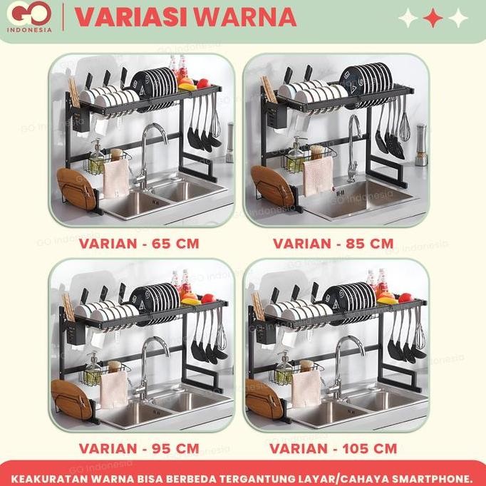 GO - Rak Dapur Wastafel Bahan Besi Lapis Cat Coating Anti Karat Dengan Aksesoris Warna Hitam